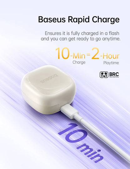 Baseus Bass BD1 Wireless Bluetooth 5.4 Earbuds – Mini Bean TWS Earphones, 35H Playtime, IP55 Waterproof Sports Headphones with Deep Bass & Low Latency