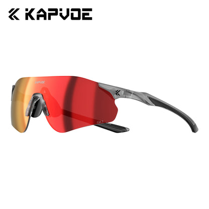 Kapvoe Neue Outdoor-Lauf- und Fahrradbrille, photochrome Sonnenbrille für Damen und Herren, Sportbrille für Marathon und Radfahren, UV400-Schutzbrille