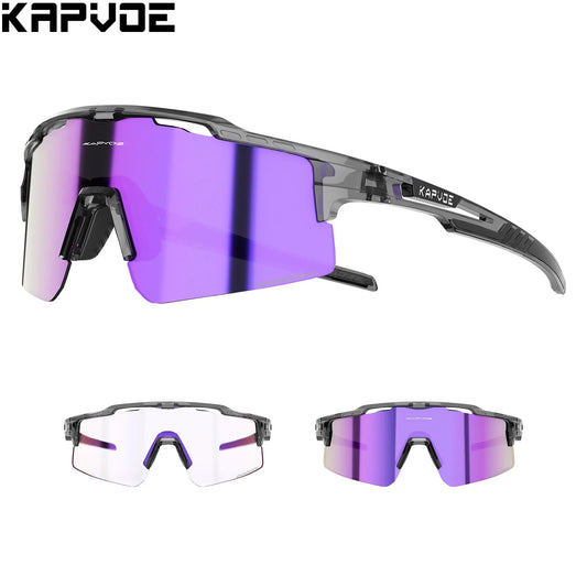 Kapvoe Outdoor Photochromic Bicycle Sports Glasses Men Women Road Cycling Sunglasses UV400 MTB Cycling Eyewea Driving Goggles