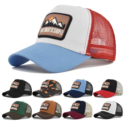 Letter Mesh Breathable Hat Women Men Embroidery Blocking Baseball Cap Sunshade Outdoor Sports Cycling Travel Sun Hat Dad Hat
