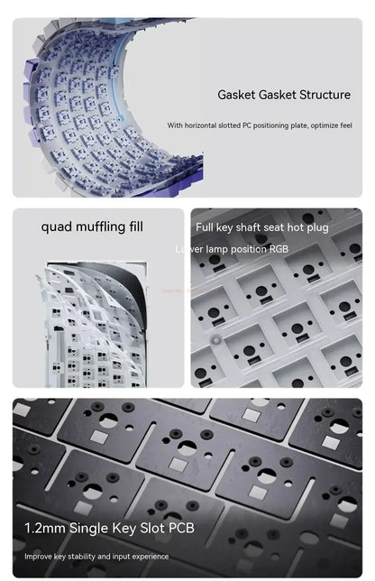 Ajazz AK820 Professional Mechanical Keyboard TFT Screen Multifunctional Knob Game Keyboard 3 Mode Hot Plug RGB Pad Office Gift