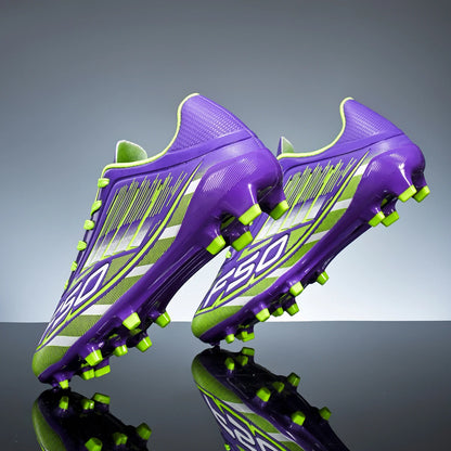 Chaussures de football AG FG pour adultes, tissu PU doux et agréable pour la peau, semelle extérieure antidérapante en TPU, résistantes à l'usure, pour les matchs sur gazon du week-end