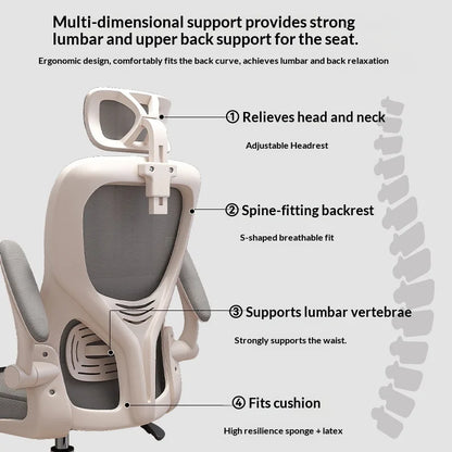 Ergonomic Office Chair Adjustable Lumbar Support Mesh High Back Swivel Computer Gaming Chair Reclining Armrest White Black