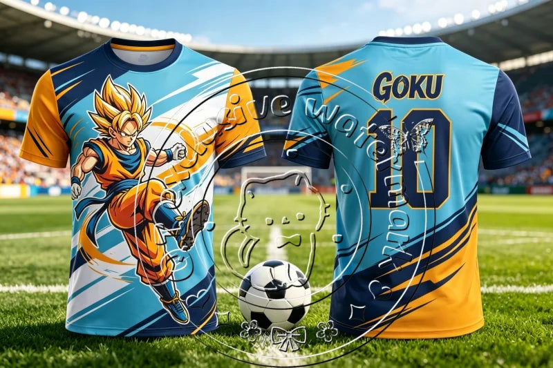 Hot Dragon Ball Z Green Saiyan Goku 7 Football Shirt 3D Full Print Quick Dry Unisex Vintage Anime Trendy Sports Short Sleeve Top