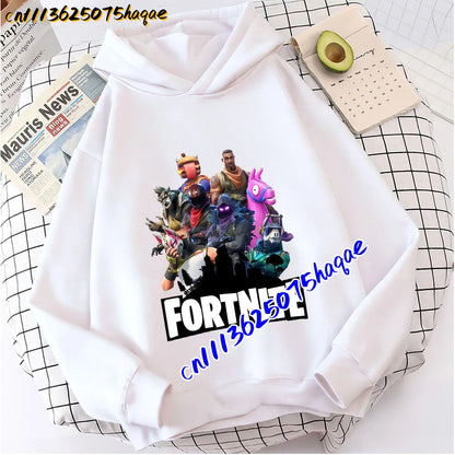 Детски суитшърт с качулка FORTNITED с дълъг ръкав за момичета и момчета, streetwear стил, аниме мода, горнище за деца и бебета, подарък