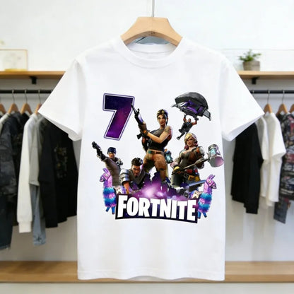 Fortnites dječje majice s brojem za rođendane za djevojčice i dječake, ljetna odjeća, pamučne majice za bebe, kratke majice za zabave, kratkih rukava, poklon za malu djecu