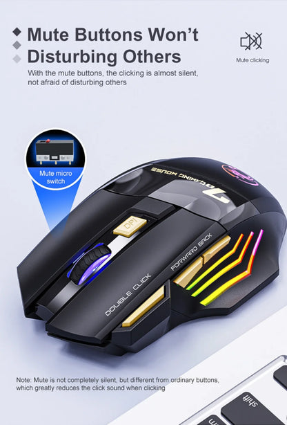 GW 2.4G and Bluetooth Wireless Mouse Silent Rechargeable Breathing Light 7 Keys DPI Adjustable Optical Sensor Mouse Game Office