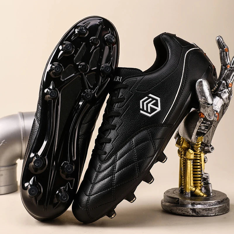 Men Long Spike Football Soccer Boots Outdoor Male Gym Training Sneakers Big Size Black White for Teenager Sports
