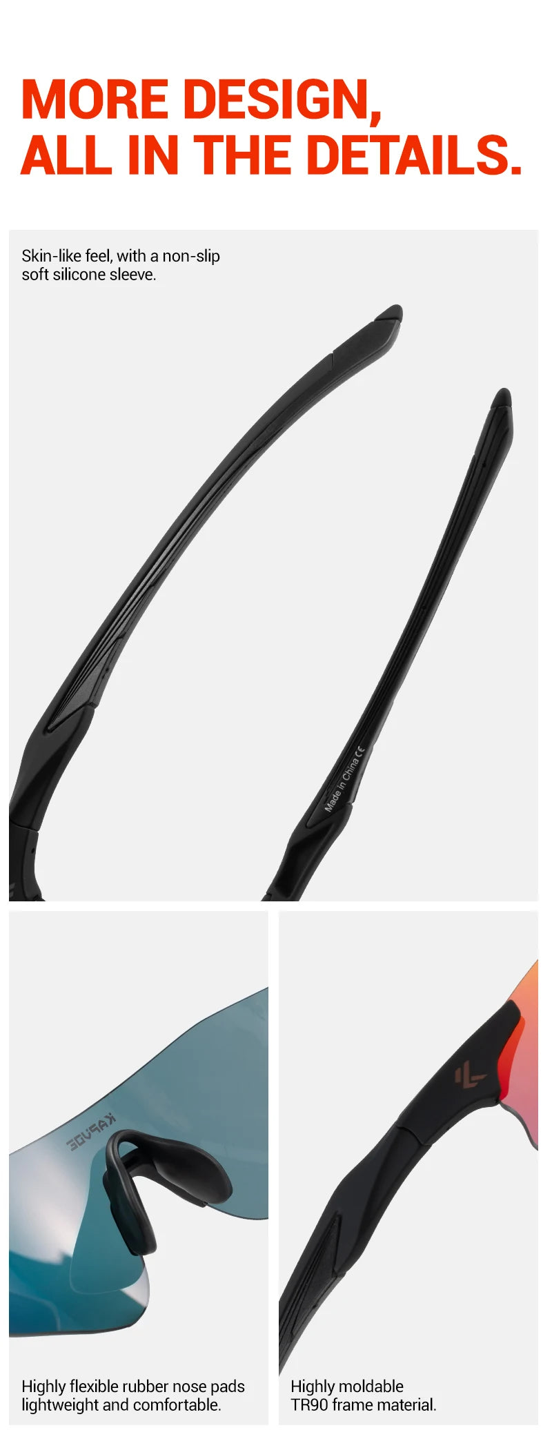 Kapvoe Neue Outdoor-Lauf- und Fahrradbrille, photochrome Sonnenbrille für Damen und Herren, Sportbrille für Marathon und Radfahren, UV400-Schutzbrille