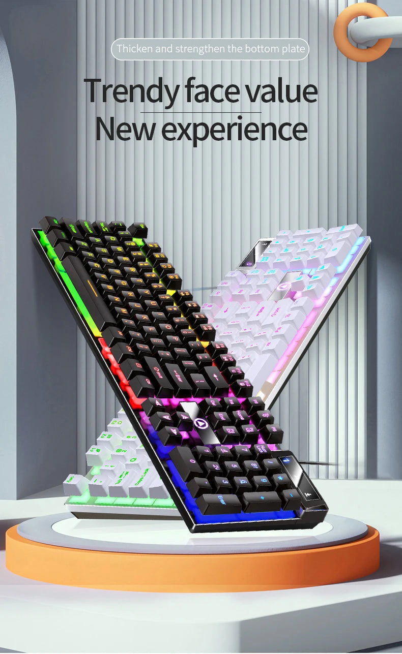 Wired USB Gaming Keyboard with Backlight, 104 Key Gamer Keyboard for Computer/Laptop/PC, Ergonomic Design,Office Gaming Accessor