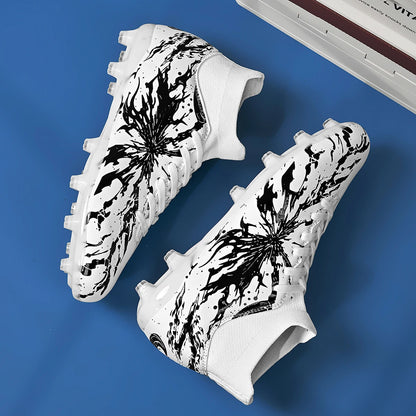 Chaussures de football Shock Cushion AG FG avec semelle extérieure épaisse en PU textile et TPU, réduisent la fatigue des pieds lors d'entraînements prolongés sur gazon naturel.