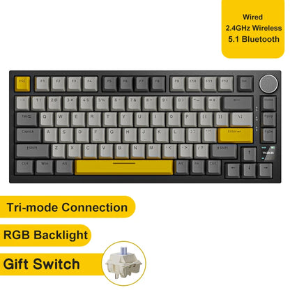 Ajazz AK820/AK820Pro Gaming Mechanical Keyboard Bluetooth 5.1/Wireless/C-Wired Customized Keyboard with Knob Hot Swapping Gasket