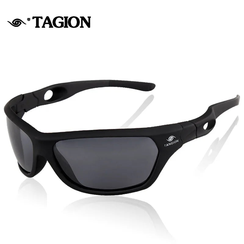 TAGION Black Plastic Polarized Sunglasses Men Outdoor Sports Sun Glasses Fishing Cycling Eyewear Male Designer Goggles UV400