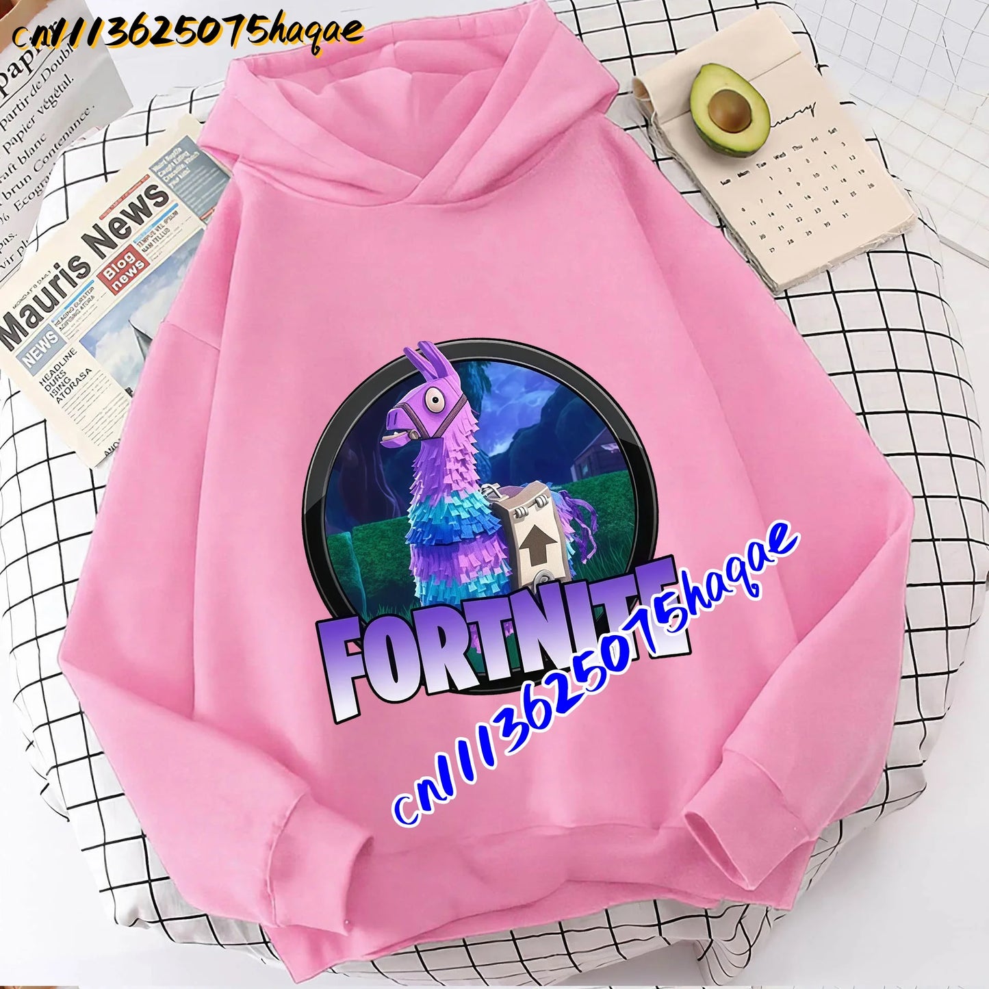 Детски суитшърт с качулка FORTNITED с дълъг ръкав за момичета и момчета, streetwear стил, аниме мода, горнище за деца и бебета, подарък