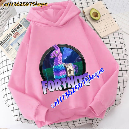 Детски суитшърт с качулка FORTNITED с дълъг ръкав за момичета и момчета, streetwear стил, аниме мода, горнище за деца и бебета, подарък