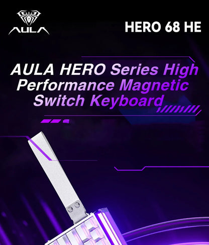 AULA HERO 68 HE E-sports Gaming Wired Keyboard Magnetic Switch RGB Hot Swap 8K Hz Return Rate 60% Customize Mechanical Keyboard