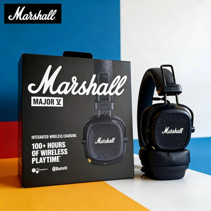 Marshall Major V 5 Wireless Bluetooth On-Ear Headphones – Deep Bass Stereo Sound, Sports & Gaming Headset with Microphone, Wireless & Wired Headphone