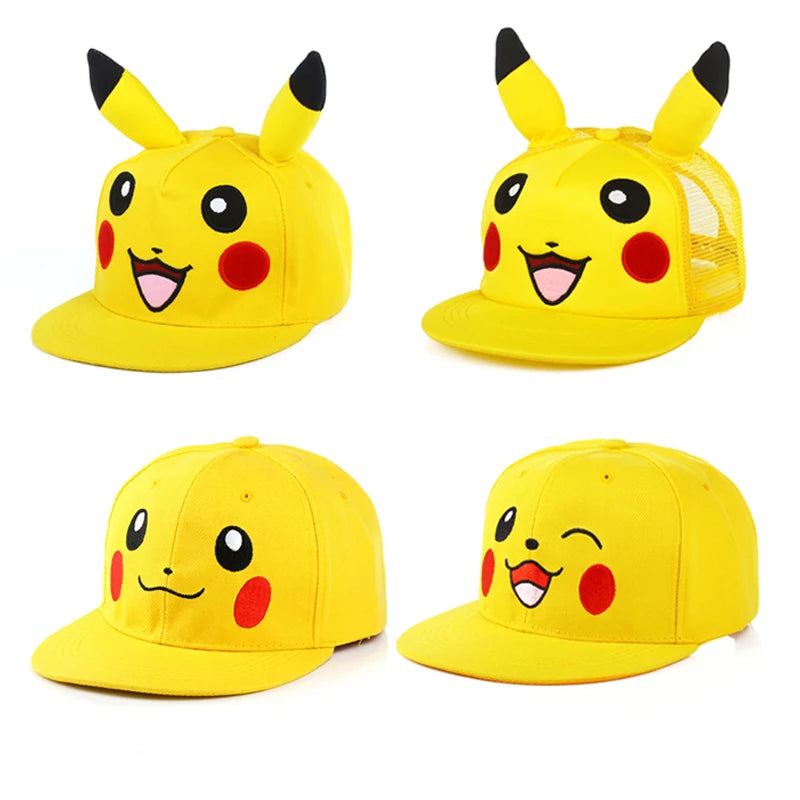 Anime Figure Pokemon Baseball Cap Pikachu Hat Adjustable Pokemon Cosplay Hip Hop Cartoon Adult Hats Boy Girl Kids Birthday Gifts