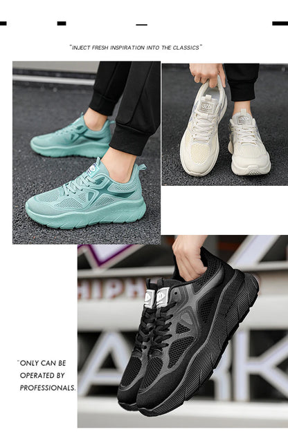 Fashion Platform Men's Running Shoes Trendy Casual Knit Breathable Orange Sneakers Men Outdoor Sports Non-Slip Jogging Shoes Men