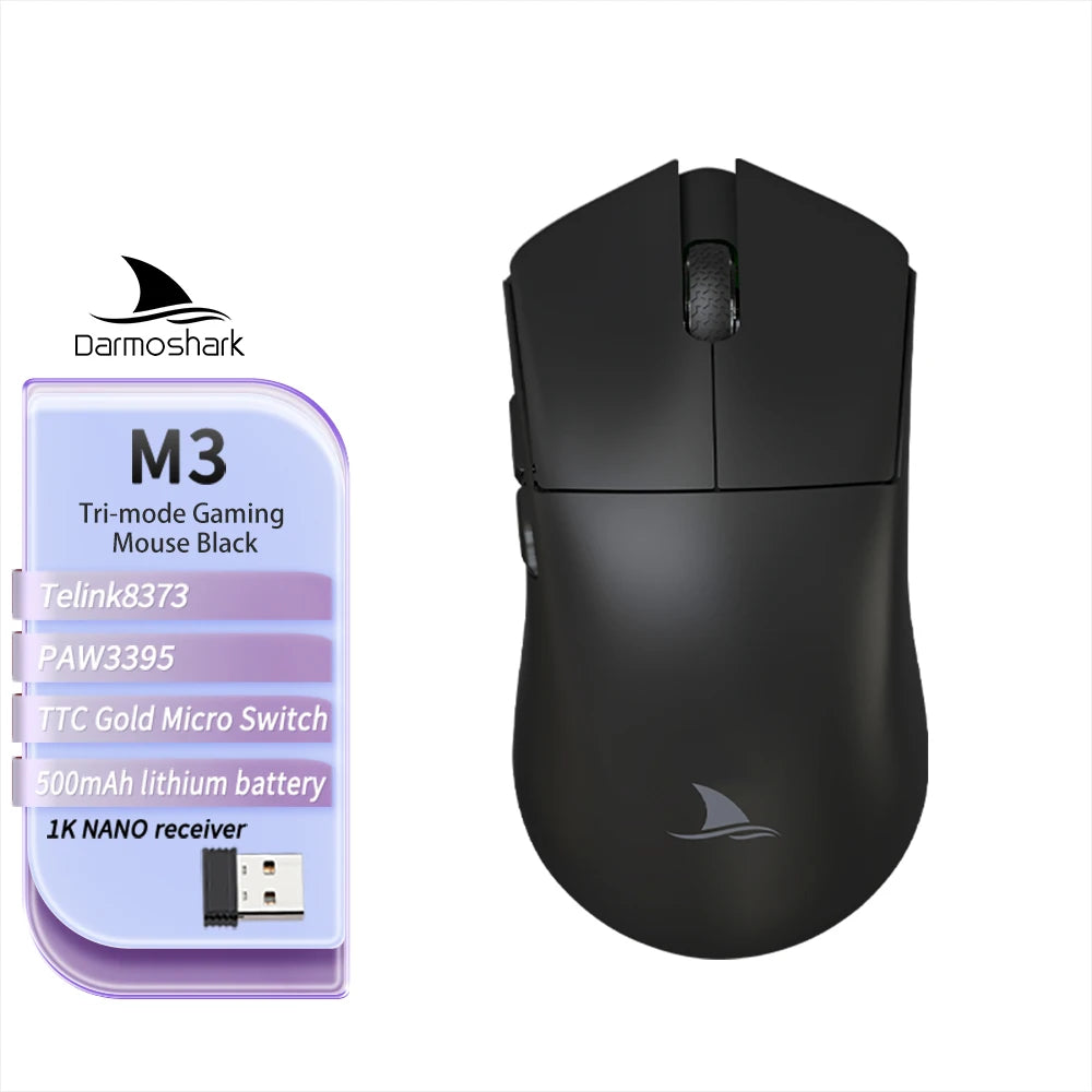Darmoshark M3 V2 Gaming Mouse Double 8K Wireless Tri Mode 26KDPI PAW3395 Sensor Big Hand Game Macro Mouse For Computer Laptop PC