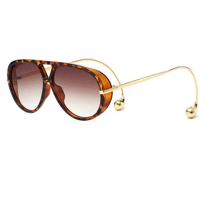 Vintage Oversized Pilot Sunglasses Unisex Double Bridge UV400 Protection Fashionable Punk Style Female Shades Popular Eyewear