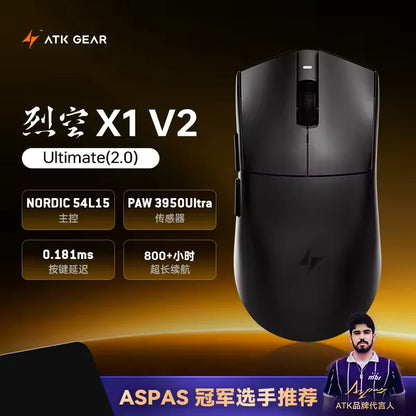 Bezdrôtová myš ATK Blazing Sky X1 V2 Ultimate Dual Mode, ľahká, PAW3950 Ultra, duálny režim 8K HZ, nízka latencia, prispôsobená ergonómia