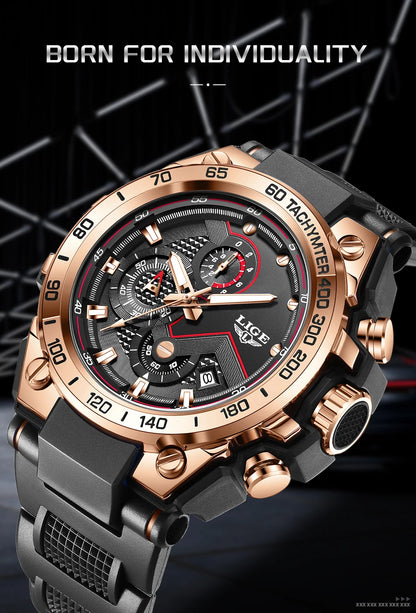 LIGE Luxury Military Watch For Men Waterproof Luminous Silicone Man Watch Quartz High Quality Men's Sports Watches Male Relojs