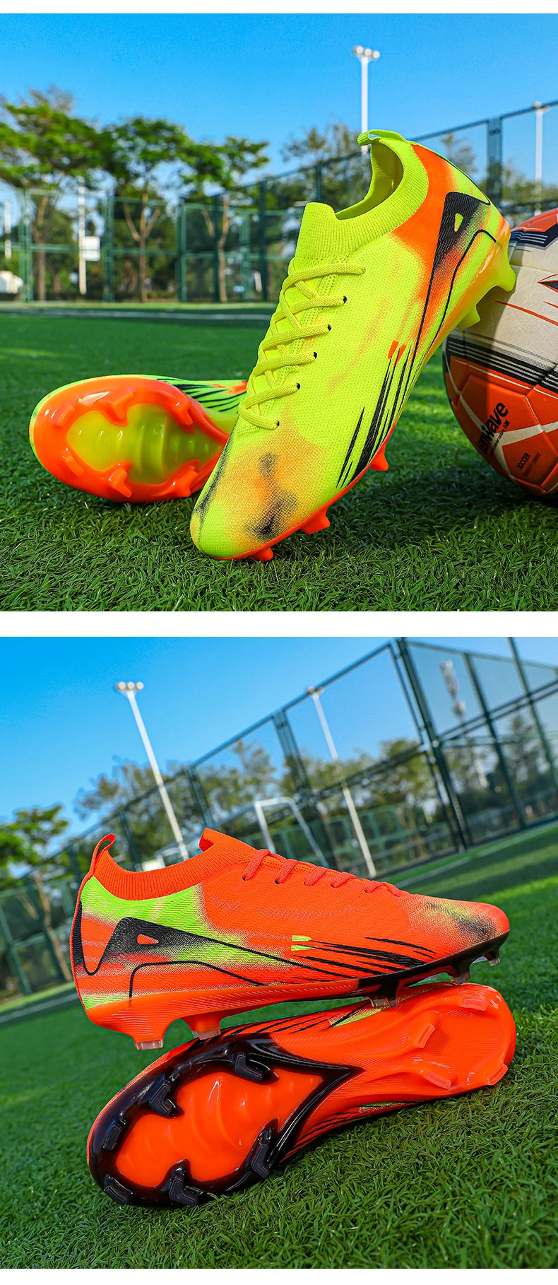 New Men Football Boots FG Non-Slip Long Spikes Soccer Shoes Training Shoes Soccer Cleats Ultralight Outdoor Drop Shipping