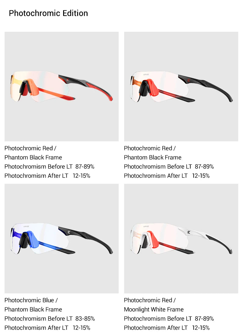 Kapvoe Neue Outdoor-Lauf- und Fahrradbrille, photochrome Sonnenbrille für Damen und Herren, Sportbrille für Marathon und Radfahren, UV400-Schutzbrille