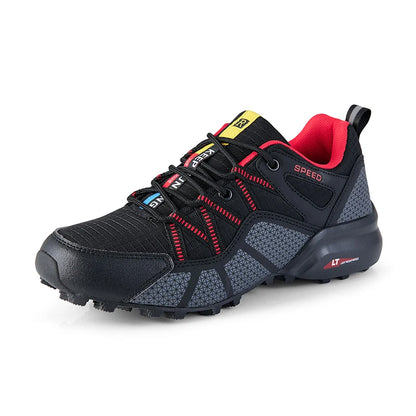 Męskie buty trekkingowe — terenowe buty sportowe outdoor, oddychająca siateczka, antypoślizgowe i odporne na zużycie, do wędrówek i jazdy na rowerze na zewnątrz