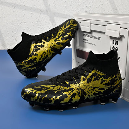 Chaussures de football pour hommes, modèle AG FG, design aérodynamique et léger, excellente adhérence, idéales pour les entraînements quotidiens sur gazon et les matchs de l’équipe de football scolaire.