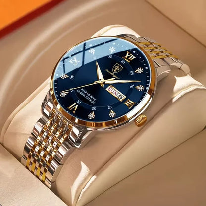 Montre homme POEDAGAR Business Quartz, acier inoxydable, étanche, date lumineuse, montre-bracelet de luxe décontractée pour homme
