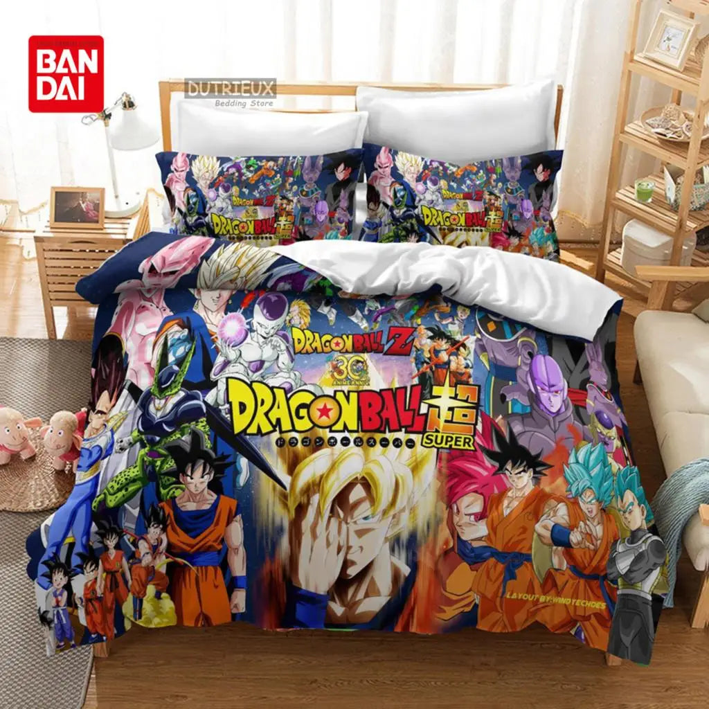 „Bandai Anime“ „Dragon Ball“ patalynės komplektas „Goku“ antklodės užvalkalas, antklodės užvalkalas, „Queen“ ir „King“ dydžių, miegamojo tekstilė, vaikams, berniukams, suaugusiems, dovana