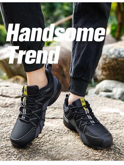 Męskie buty trekkingowe — terenowe buty sportowe outdoor, oddychająca siateczka, antypoślizgowe i odporne na zużycie, do wędrówek i jazdy na rowerze na zewnątrz