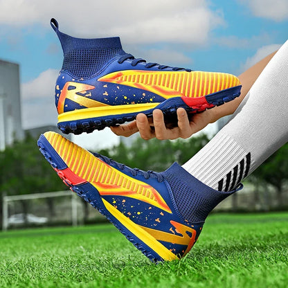 Chaussures de football pour hommes, chaussures de sport, chaussures de futsal à tige haute, chaussures de football de haute qualité pour l'intérieur, antidérapantes, pour l'entraînement en extérieur, crampons ultra-lég