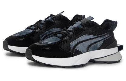 Puma Pwrframe Op-1, chaussures de sport basses, style lifestyle, en tissu Stealth et cuir synthétique, noir et gris, 386623-01