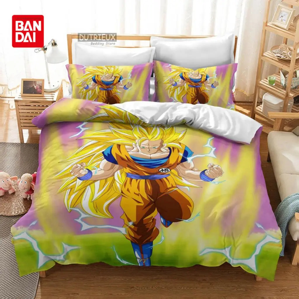 „Bandai Anime“ „Dragon Ball“ patalynės komplektas „Goku“ antklodės užvalkalas, antklodės užvalkalas, „Queen“ ir „King“ dydžių, miegamojo tekstilė, vaikams, berniukams, suaugusiems, dovana