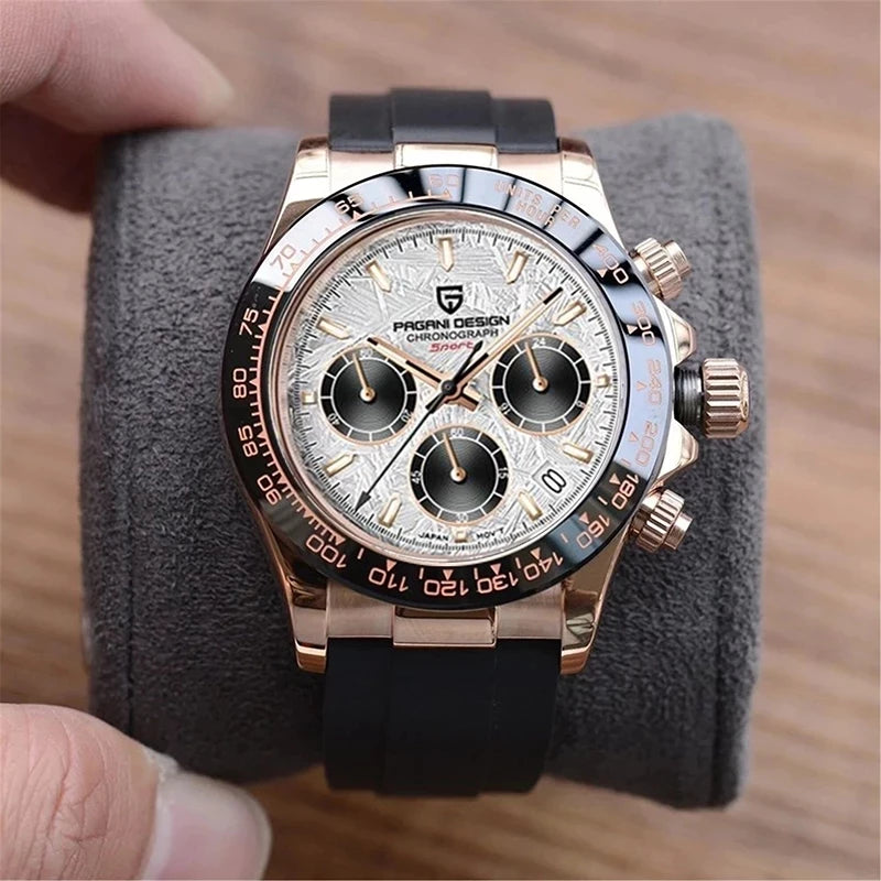 PAGANI DESIGN V2 40MM Quadrante meteorite Orologio da uomo al quarzo Cronografo retro in zaffiro Orologio impermeabile da uomo Reloj0 hombr