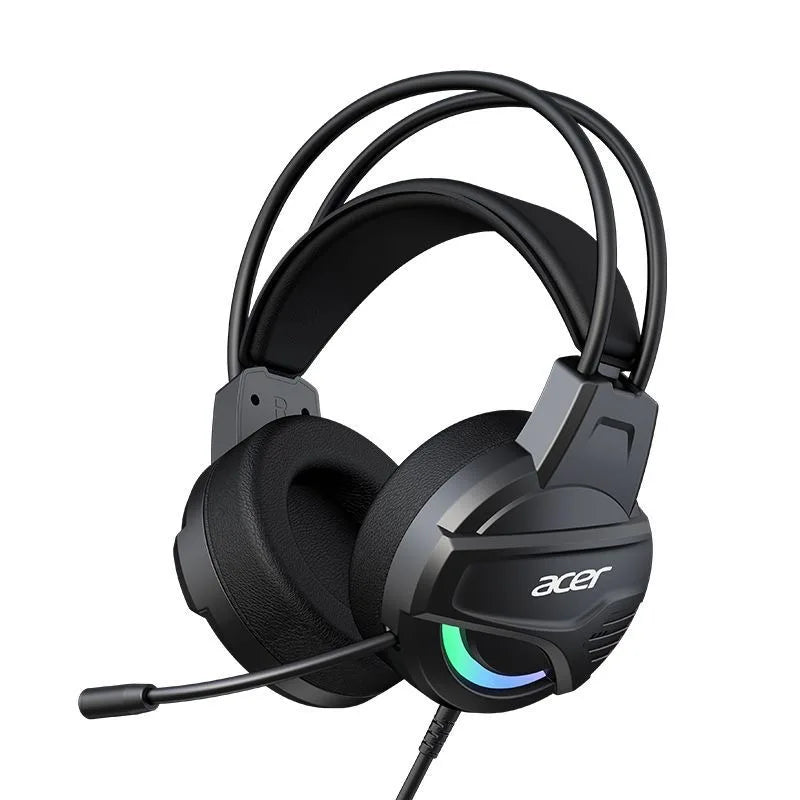 Casque de jeu filaire Acer OHW202, casque de jeu LED, haut-parleur stéréo de 50 mm, microphone à réduction de bruit, prise jack 3,5 mm pour PC, ordinateur portable, PS4, gamer
