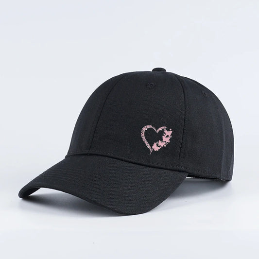 Butterfly Heart Print Baseball Cap Adjustable Unisex Gift For Girlfriend & Romantic Lovers