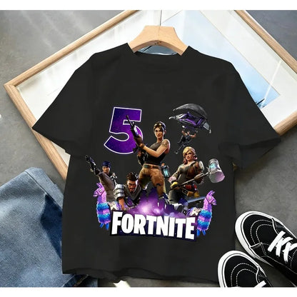 Fortnites dječje majice s brojem za rođendane za djevojčice i dječake, ljetna odjeća, pamučne majice za bebe, kratke majice za zabave, kratkih rukava, poklon za malu djecu