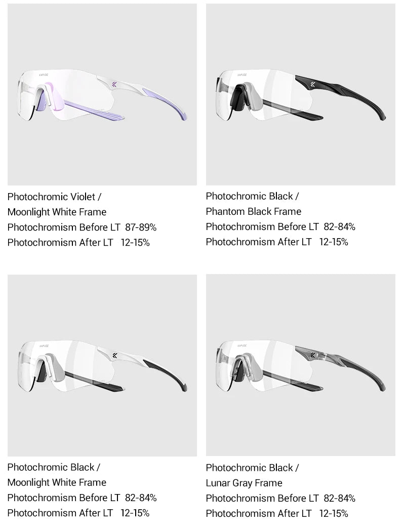 Kapvoe Neue Outdoor-Lauf- und Fahrradbrille, photochrome Sonnenbrille für Damen und Herren, Sportbrille für Marathon und Radfahren, UV400-Schutzbrille
