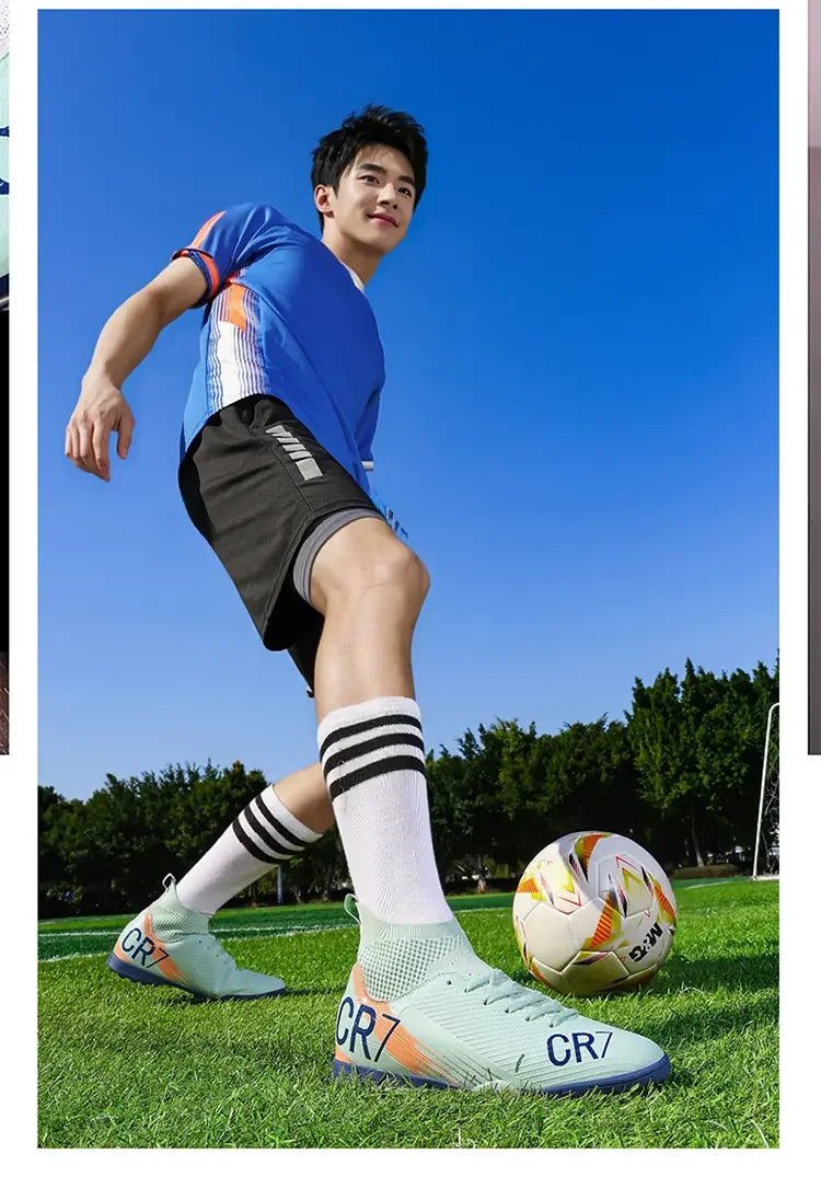 Chaussures de football montantes pour hommes, nouveau design, crampons longs, chaussures de foot d'extérieur