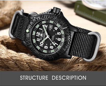 ADDIESDIVE Men’s Luxury Military Sport Quartz Watch  Luminous Dial, Rotating Bezel, Nylon Strap & 50M Water Resistant