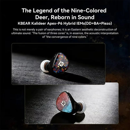 KBEAR Kalideer Apex-P6 1DD+1BA+1Piezo Monitor IEMs Écouteurs intra-auriculaires hybrides avec boîtier en résine imprimé en 3D, écouteurs filaires HiFi