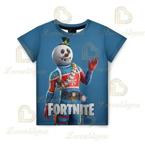 Camiseta infantil de verano Cartoon Fortnite con estampado 3D, para niños y niñas, streetwear para adultos y niños, camiseta divertida de cuello redondo