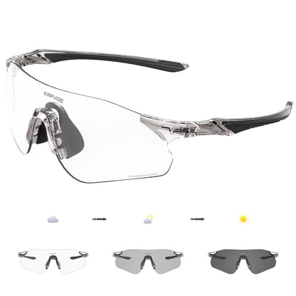 Kapvoe Neue Outdoor-Lauf- und Fahrradbrille, photochrome Sonnenbrille für Damen und Herren, Sportbrille für Marathon und Radfahren, UV400-Schutzbrille