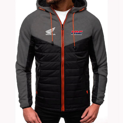 2025 Spring And Autumn Comfortable Jacket Slim Coat Men's New Seven-color Cotton-padded Honda racing Print Patchwork Hoodies