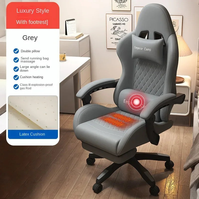 Sedia gaming Hestora in pelle PU, grande e alta, sedia ergonomica da computer con schienale alto, poggiapiedi e supporto lombare massaggiante per adulti