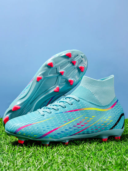 Chaussures de football pour adultes, adaptées à de multiples terrains, avec crampons AG FG, tissu en PU respirant, semelles antidérapantes en TPU, idéales pour l'entraînement et les petits tournois sur gazon.